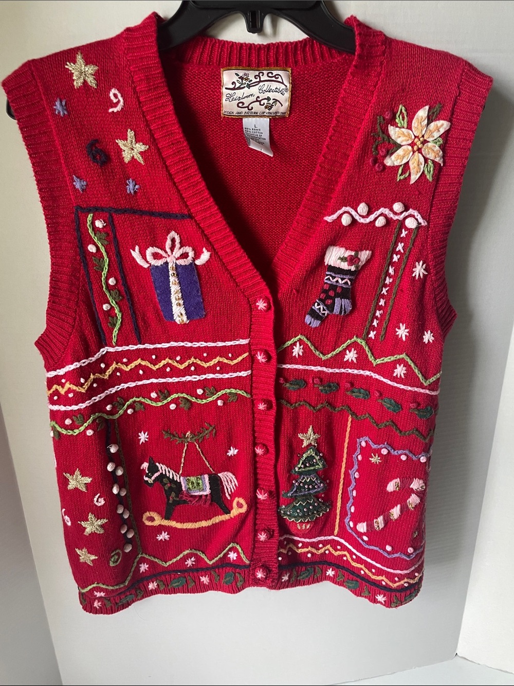 Heirloom Collectibles Women's Large Ugly Christmas Vest Embroidered